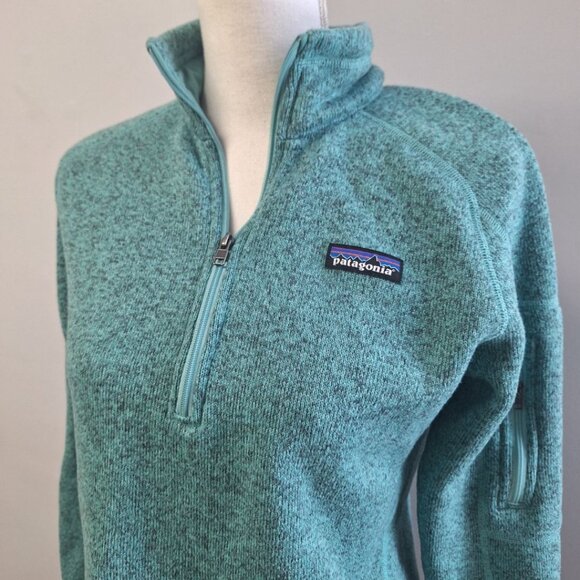 Patagonia Quarter Zip Pullover Womens M Sweatshirt Gorp Core Teal Blue Fleece - Picture 2 of 9